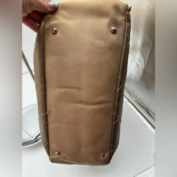 Chanel-Authentic-Paris Biarritz Tote GM Bag Shoulder Coated Canvas Leather Gold. - Picture 8 of 13